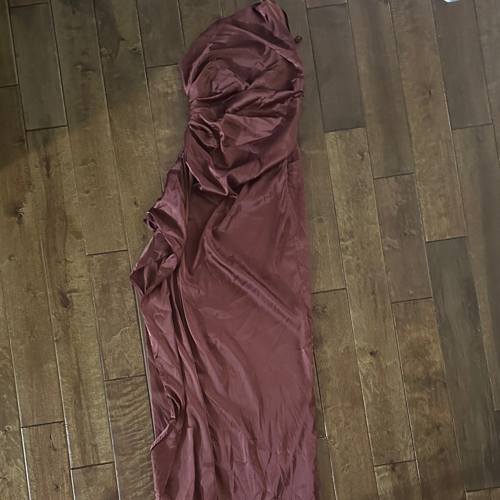 Elegant Brown One Shoulder Babyboo Gown Size Medium worn once, like new